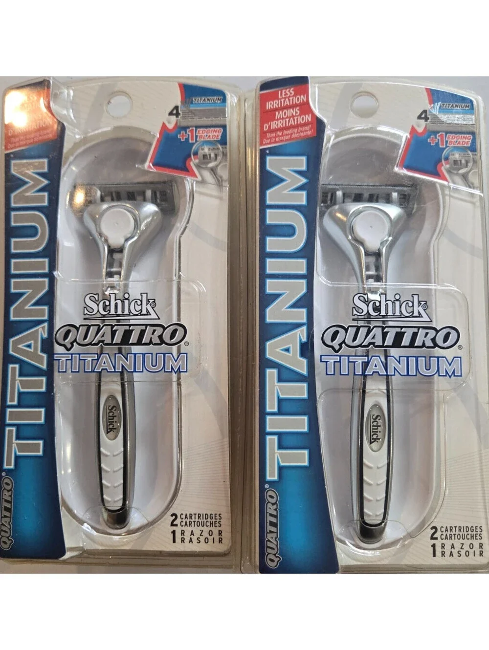 2 Packs Schick Quattro Titanium Razor Edging Blade 4 Cartridges NEW Factory Seal